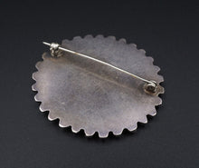 Vintage Zuni Turquoise Petit Point Brooch Sterling Silver Hand Signed 1.8” OS638