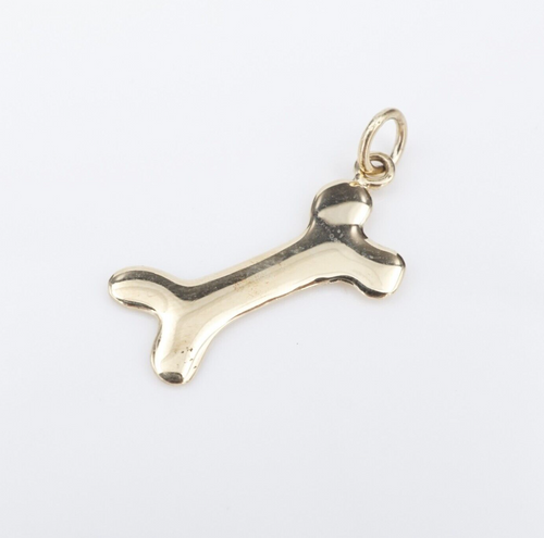 14k Dog Bone Charm Pendant Yellow Gold Engravable Dog Mom Pet 1