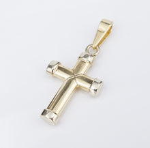 14k Cross Pendant Yellow Gold Puffy 3D Religious 1.5" Vintage Two-Tone PG1870