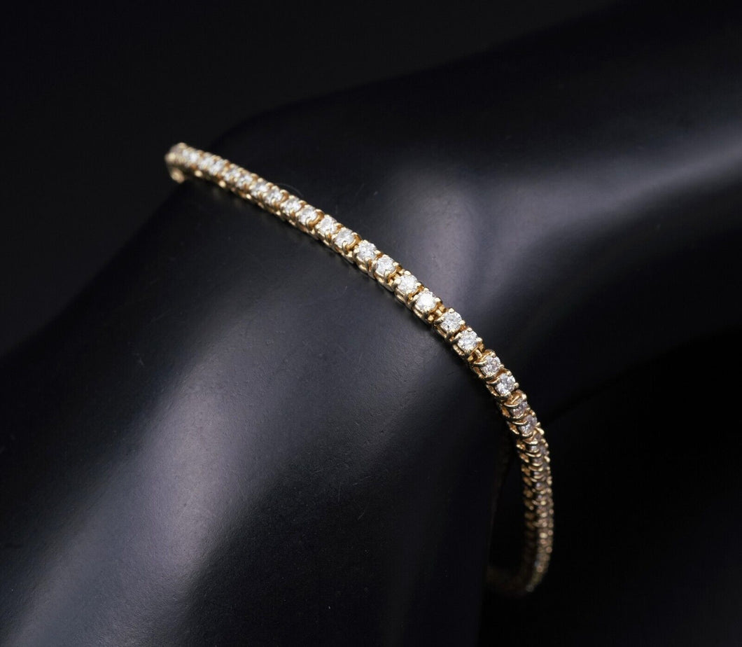 Classic 14k Yellow Gold 2 carat Natural Diamond Tennis Bracelet 7.25