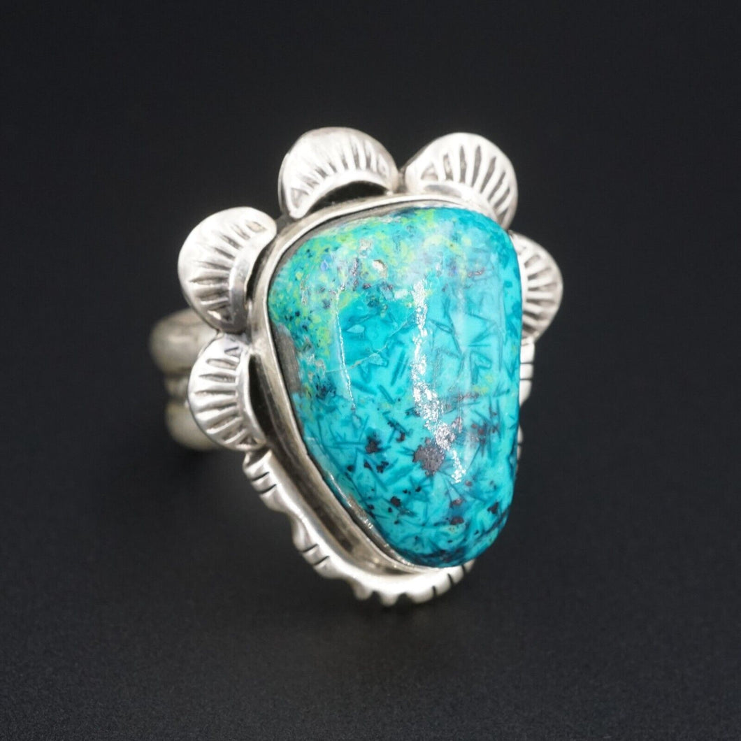 Southwest Sterling Silver Ring Signed BY Chrysocolla Size 12 Massive RS3401