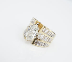 3ct Diamond Wide Marquise Band Ring 14k Yellow Gold Size 5.5 CO1142