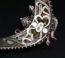 Barbara Bixby Sterling 18K Blue Diamond Gems Ganesh Cuff Bracelet Pouch BS2860