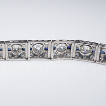 Art Deco Sapphire Diamond Bracelet Platinum Antique 9 carats 7.25" BG875