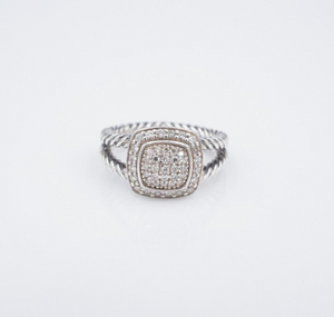 David Yurman Petite Albion Ring Diamond Band Sterling Silver Size 6 $975 RS3560