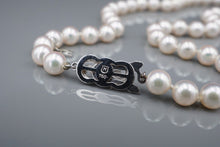 Mikimoto Pearl Logo Necklace 18k White Gold Strand 18" 6.5-7mm Authentic NG1604