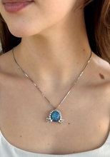 Vintage 5ct Black Opal Diamond Pendant Necklace White Gold 17.5" NG1646