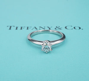 Tiffany & Co Diamond Solitaire Engagement Ring Platinum .31ct G VS1 Sz 5 RG4246