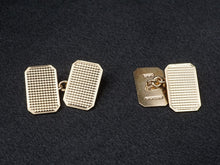 Vintage 9k Yellow Gold Textured Geometric Rectangle Cufflinks British B&S M1865