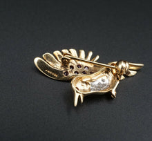 Vintage 14k Yellow Gold 0.3ct Ruby Diamond Detailed 3D Bird Pin Brooch 1" OG379