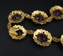 Antique Victorian Yellow Gold Amethyst Bib Necklace Earring Suite 16" NG1364