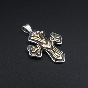 James Avery Hearts and Flowers Cross Pendant Sterling Silver 14k Retired PS2075