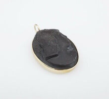 Vtg Wesley Emmons 14k Yellow Gold High Relief Carved Lava Cameo Pendant PG1283