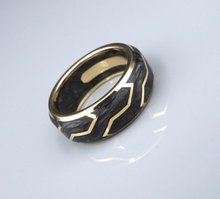 David Yurman 18k Forged Carbon Band Ring 8mm Yellow Gold Size 8 RG4384