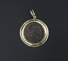 14k Gold Ancient Coin Pendant Roman Bronze Yellow 1.5" Free Shipping PG1304