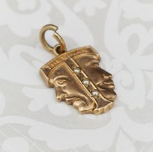 Vintage 10k Greek Muse Charm Thespian Drama Mask Comedy Tragedy Rose Gold PG1680