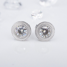 14k White Gold Stud Earrings Round Moissanite Solitaire EG2447