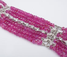 Cathy Waterman Platinum 7-Strand Floral Diamond Ruby Bead Bracelet 6.25" BG699