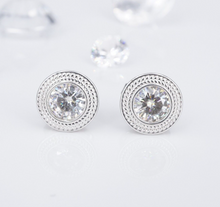 14k White Gold Stud Earrings Round Moissanite Solitaire EG2447