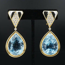 Signed Antoniazzi Chiappe 18k Gold 135ct Blue Topaz Diamond Earrings 2.25 EG1825