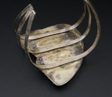 Vintage Navajo Sterling Silver Turquoise Slab Cuff Bracelet 7.25" Massive BS2598