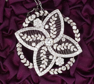 Antique Belle Epoque Platinum Diamond Floral Filigree Pendant Necklace NG1340