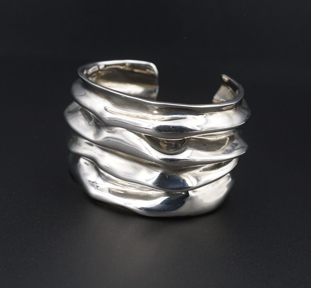 Designer Annelise Michelson Small Draped Cuff Bracelet Silver 6