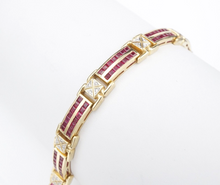 Vintage Ruby Diamond Bracelet 14k Yellow Gold 6 carat 7.25" Channel BG931