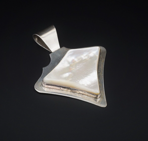 David Troutman Large Sterling Silver Mother of Pearl Pendant 3.1" PS1968