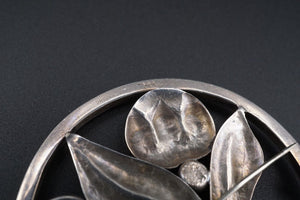 Vintage Scandinavian Flower Berry Pin Brooch Sterling Silver 2" OS628