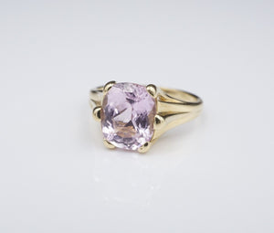 14k Yellow Gold 3ct Oval Morganite Solitaire Cocktail Ring Size 8 STS RG3411