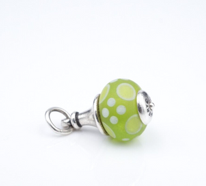 James Avery Lime Green Dot Glass Finial Charm Sterling Silver Retired CHS1994
