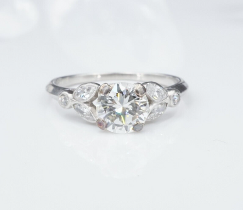 Vintage 1940s Platinum 1.5ct Diamond Engagement Promise Ring Size 7 RG3602