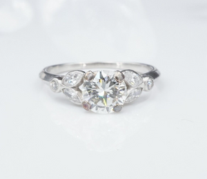 Vintage 1940s Platinum 1.5ct Diamond Engagement Promise Ring Size 7 RG3602