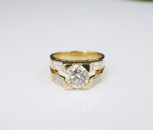 Diamond Engagement Ring 18k Yellow Gold 2.6ct RBC Size 6.5 RG3730