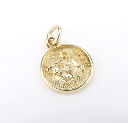 Vintage 14k Yellow Gold Taurus Bull Charm Pendant Natural 0.58