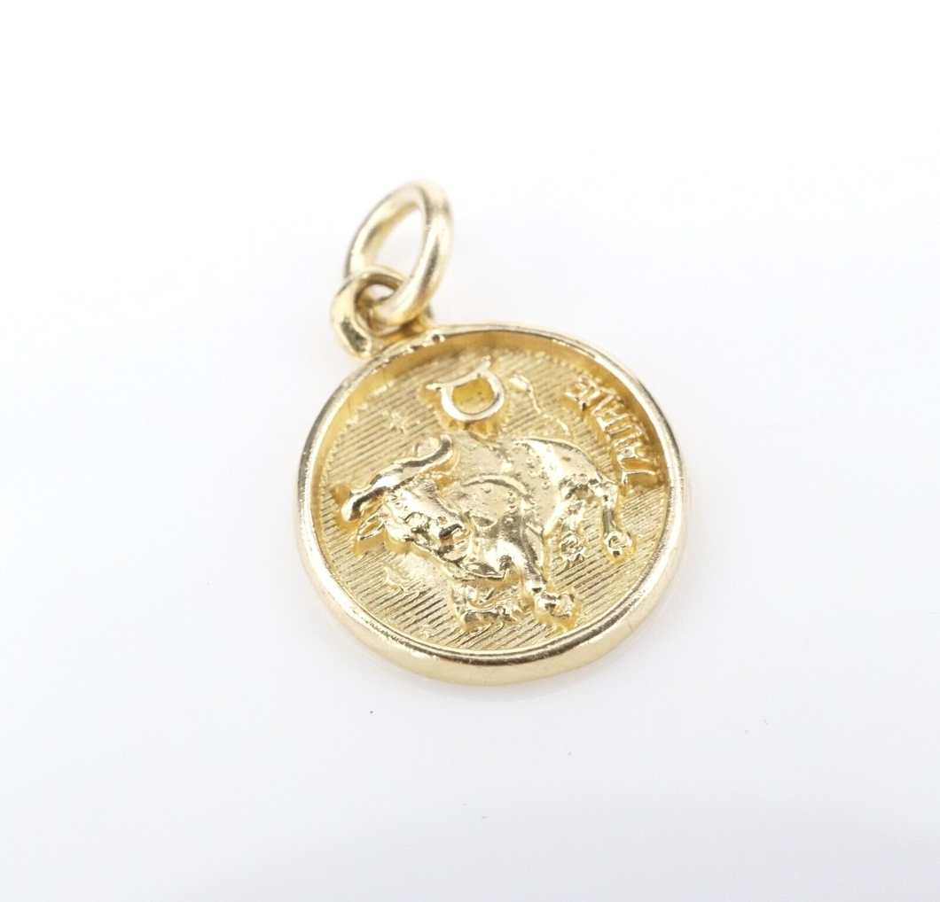Vintage 14k Yellow Gold Taurus Bull Charm Pendant Natural 0.58