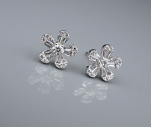 14k White Gold Diamond Flower Cluster Stud Earrings 0.8ctw Natural 10mm EG2466