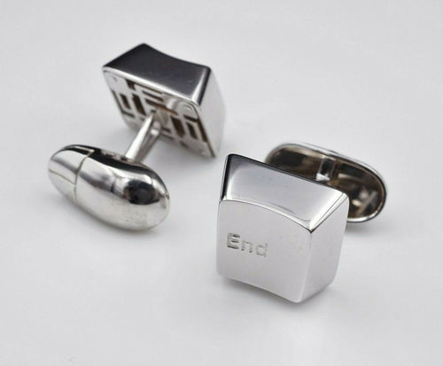 Mens 14k Cufflinks White Gold Gamer Apple Mac PC Mouse ESC END Key M827