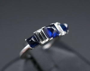 Modernist Sapphire Diamond Ring Platinum 2.5ct Natural Blue Size 5 RG2666