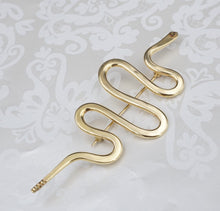 Native American Snake Brooch Pin 18k Yellow Gold Serpent 4" OG443