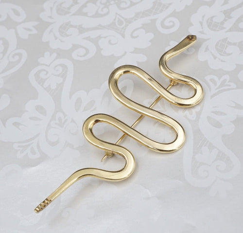 Native American Snake Brooch Pin 18k Yellow Gold Serpent 4