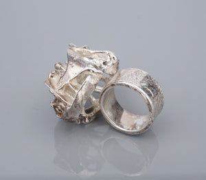 Brutalist Sterling Silver Juhls Kautokeino Cocktail Ring Sz 7.5 Norway RS3594