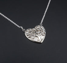 14k White Gold Tree of Life Heart Fixed Pendant Necklace 16" Free Ship NG1269