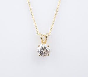 14k Diamond Solitaire Pendant Necklace Yellow Gold 0.5 ct Natural 16" NG1535