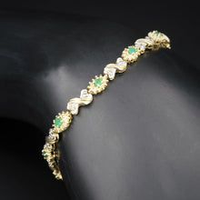 14k Yellow Gold 1 carat Natural Emerald Diamond Tennis Bracelet 7" BG746