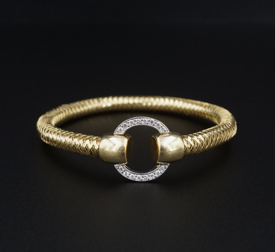 Roberto Coin Primavera Pave Diamond Circle Bangle Bracelet 18k Gold 6.5
