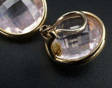 Robert Bruce Bielka 18k Gold Checkerboard Rose Quartz Clip On Earrings EG1978