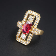 18k Yellow Gold 2 carat Diamond Ruby Statement Cocktail Ring Size 7 RG4048