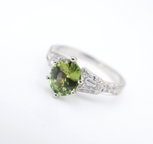 18k Green Sapphire Diamond Ring White Gold 2.5ctw Natural Size 8 RG4117